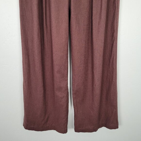 Abercrombie & Fitch Size S Short Linen Blend Ultra Wide Leg Pant Pull On Brown - Picture 6 of 14